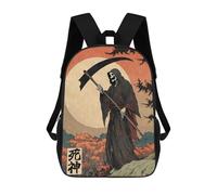 sinyumoney Death God in Japanese Woodblock Style Mochila Escolar Para Niños Y Niñas, Mochila Informal De Viaje, Mochila De Gran Capacidad Para El Día A Día 17inch