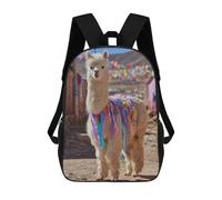 sinyumoney Decorated Alpaca in A Colorful Village Mochila Escolar Impermeable Para Computadora Para Niñas, Niños Y Adolescentes 17inch