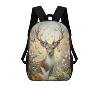 sinyumoney Deer And Butterflies in Forest Mochila Escolar Mochilas Escolares Para Niñas Y Niños Mochila Con Bolsillo Mochila Escolar De Moda Para Niños 17inch