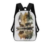 sinyumoney DEER AND PINUS Mochila Escolar Impresa En 3D Mochila Escolar De Moda Para Niños Mochilas Para Niños Estudiantes De Secundaria 17inch