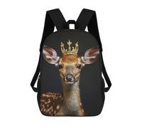 sinyumoney Deer Cute King Mochila Escolar Infantil Impresa En 3D, Mochila Informal De Moda Para Niños, Mochila De Viaje De Alta Capacidad Para Libros Para Niños 17inch