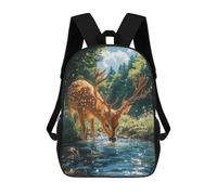 sinyumoney Deer Drinking Water in Forest-1 Mochila Escolar Impresa En 3D 17inch Mochilas De Moda Para Niños, Mochilas Escolares Para Niños De Primaria Y Secundaria