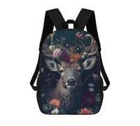 sinyumoney Deer Face Animal Flowers Mochila Escolar Mochila Para Niños Impresa En 3D Mochilas Infantiles Para Niños Y Niñas Mochilas Escolares Mochilas De Viaje Para Niños 17inch