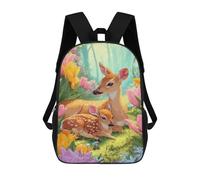 sinyumoney Deer Family in Spring Forest Mochilas Para Niños 17inch Mochila Escolar Mochila Escolar Impresa En 3D Para Niños De Primaria Y Secundaria