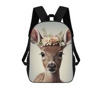 sinyumoney Deer Floral Animal Face Mochila, Mochila Escolar Impresa En 3D, Bolsa Para El Almuerzo Escolar, Mochila De Viaje, Mochila Para Amigos, Mochila Escolar Para Niñas Y Niños 17inch