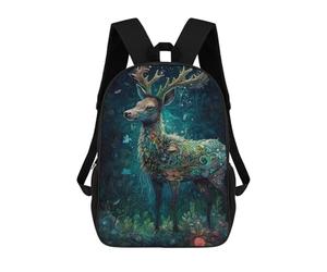 sinyumoney Deer Floral Mochila Escolar De Moda, Mochila Para Material Escolar, Mochila Impermeable Informal Para Acampar, Aventuras Al Aire Libre Y Viajes Diarios 17inch