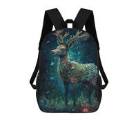 sinyumoney Deer Floral Mochila Escolar Infantil De 17 Pulgadas, Impresa En 3D, Estilo Casual, Para Niños, Ideal Para Viajes, Como Mochila Escolar O Para Llevar Libros.