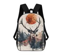sinyumoney Deer Forest Sun Watercolor Mochila Escolar Para Niños De 17 Pulgadas, Mochila Informal De Viaje Para Niños Y Niñas, Mochila De Gran Capacidad Para El Día A Día 17inch