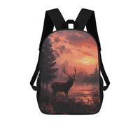 sinyumoney Deer in Forest at Sunset Mochila Escolar Impresa En 3D Para Niños, Mochila Escolar Informal De Moda Para Viajes Para Niños Y Estudiantes 17inch