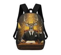 sinyumoney Deer in Suit Painting Mochilas Impresas En 3D Para Niños, Mochila Escolar, Mochila Informal Para Exteriores, Mochila Informal De Moda Para Niños, Lindas Bolsas De Viaje 17inch