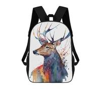 sinyumoney Deer In Watercolor Art Mochila Escolar De 17 Pulgadas Para Adolescentes, Con Estampado 3D, Ajustable Y Con Bolsillos, Ideal Para Niños, Niñas Y Estudiantes.
