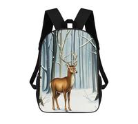 sinyumoney Deer in Winter Forest Mochila Escolar Para Niñas Mochila Impermeable Mochila Informal De Día Mochila Ligera Para Niño Y Niña Mochila Escolar 17inch