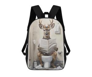 sinyumoney Deer Newspaper Toilet Mochila Con Bolsillo Mochilas Impresas En 3D, Mochilas De Viaje, Mochilas Para Libros, Mochila Escolar Para Niños 17inch