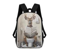 sinyumoney Deer Newspaper Toilet Mochila Escolar Infantil Impresa En 3D, Mochila Informal De Moda Para Niños, Mochila De Viaje De Alta Capacidad Para Libros Para Niños 17inch