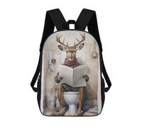 sinyumoney Deer Reading The Paper Mochila Escolar Para Niños Mochila Escolar Impresa En 3D Mochila Escolar De Moda Para Niños De Primaria Y Secundaria 17inch