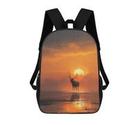 sinyumoney Deer Silhouette at Sunset Mochilas Para Niños Mochila Escolar Mochila Escolar Impresa En 3D Para Niños Estudiantes De Primaria Y Secundaria 17inch