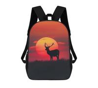 sinyumoney Deer Silhouette Sunset Mochila Escolar Para Niñas Y Niños, Mochilas De Gran Capacidad, Mochilas Ligeras Para Niños Y Estudiantes 17inch