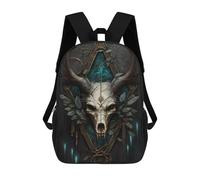 sinyumoney Deer Skull with Antlers Artwork Mochila Escolar Para Niñas Y Niños, Mochilas De Gran Capacidad, Mochilas Ligeras Para Niños Y Estudiantes 17inch
