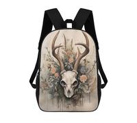 sinyumoney Deer Skull with Flowers Artwork Mochila Infantil Escolar Para Niños Con Estampado 3D De Dibujos Animados, Mochila Escolar Para Estudiantes, Mochila Para Portátil Para Niños Y Niñas 17inch