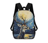 sinyumoney Deer Under Starry Night Mochila Infantil, Mochila Escolar Impresa En 3D, Mochila Para Niños Y Niñas, Mochila Escolar Ajustable Para La Escuela Primaria 17inch