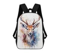 sinyumoney Deer Watercolor Mochila Escolar De Moda Para Estudiantes, Adecuada Para Niños Y Niñas, Mochila Informal Para Viajes Al Aire Libre, Esencial Para El Día A Día 17inch