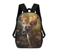 sinyumoney Deer with Floral Crown Mochila, Mochila Escolar Impresa En 3D, Bolsa Para El Almuerzo Escolar, Mochila De Viaje, Mochila Para Amigos, Mochila Escolar Para Niñas Y Niños 17inch