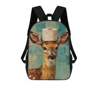 sinyumoney Deer with Toilet Paper Hat Mochila Escolar De 17 Pulgadas Para Adolescentes, Con Estampado 3D, Ajustable Y Con Bolsillos, Ideal Para Niños, Niñas Y Estudiantes.