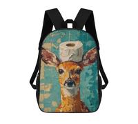sinyumoney Deer with Toilet Paper on Head Mochila Escolar Infantil De 17 Pulgadas, Mochila Escolar Impresa En 3D Para Niños De Primaria Y Secundaria
