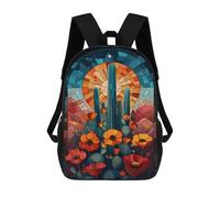sinyumoney Desert Cactus Stained Glass Window Mochilas Escolares Para Ordenador, Ideales Para El Colegio/trabajo/viajes, Acampadas, Aventuras Al Aire Libre Y Viajes Diarios 17inch
