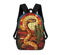 sinyumoney Desert Snake Stained Glass Mochila Escolar Infantil De Moda Informal Mochilas Infantiles Impresas En 3D Mochila Grande Para Niño 17inch