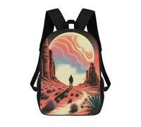sinyumoney Desert Wanderer Under A Giant Moon Mochila Escolar Infantil Con Impresión 3D, Mochila Escolar Informal Para Niños De Primaria Y Secundaria 17inch