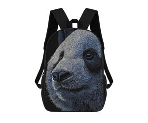 sinyumoney Detailed Panda Portrait on Black Background Mochila De Moda Para Papelería, Impermeable, Estilo Casual, Para Hombres Y Mujeres 17inch