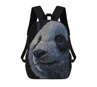 sinyumoney Detailed Panda Portrait on Black Background Mochila Infantil Para Niñas, Mochila Escolar 3D, Mochila Para Niños Pequeños, Mochila Informal De Día, Mochila Escolar De Moda 17inch