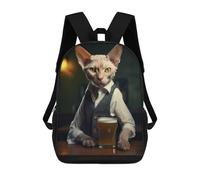 sinyumoney Devon Rex Cat in The Pub Mochilas Escolares Para Ordenador Para El Colegio/trabajo/viajes Para Niñas, Niños Y Adolescentes 17inch