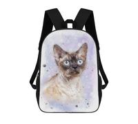sinyumoney Devon Rex Cat Watercolor Mochila Escolar, Bolso De Negocios, Bolso Para Portátil Resistente Para Niños/niñas/adolescentes 17inch