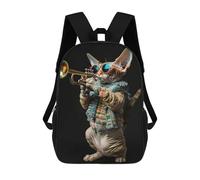 sinyumoney Devon Rex Trumpet Mochila Escolar Infantil Impresa En 3D Para Niños, Mochila De Viaje De Alta Capacidad, Mochilas Para Libros De 17 Pulgadas Para Niños