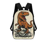 sinyumoney Dinosaur Crushing Cars Illustration Mochilas Escolares Impresas En 3D, Mochila Escolar Informal Para Niños, Mochila Escolar De Moda Para Estudiantes De Secundaria 17inch