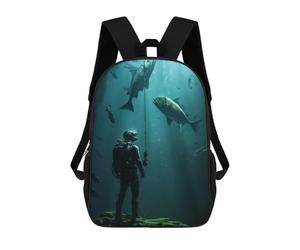 sinyumoney Diving Deep Sea With Fish Mochila Escolar Grande Resistente Al Agua Para Portátil Para Niñas, Niños Y Adolescentes 17inch