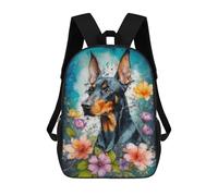 sinyumoney Doberman in Bloom Mochila Escolar Impresa En 3D Para Niños, Mochila Escolar Informal De Moda Para Viajes Para Niños Y Estudiantes 17inch