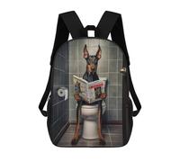 sinyumoney Doberman on The Toilet Mochilas Para Niños Y Estudiantes, Mochilas Escolares Impresas En 3D, Mochilas Para Estudiantes De Primaria Y Secundaria Para Niños Y Niñas 17inch