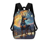 sinyumoney Doberman Starry Night Mochilas Infantiles Impresas En 3D De 17 Pulgadas. Mochila Escolar Informal Impresa En 3D Para Niños De Primaria Y Secundaria.