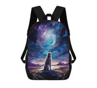 sinyumoney Dog at Starry Sky Mochila Escolar Infantil Estampada Para Adultos Y Niños, Mochila De Viaje Para El Día A Día 17inch