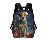 Sinyumoney Dog Christmas Retrait by Fireplace Greyhound in Sweater Mochila Escolar/profesional resistente para ordenador portátil, para niños/niñas/adolescentes, Lindo Jack Russell Xmas, 17"