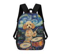 sinyumoney Dog Drummer Starry Night Mochilas Para Niños Mochila Escolar De Moda Mochila Escolar Impresa En 3D Para Niños Estudiantes De Primaria Y Secundaria 17inch