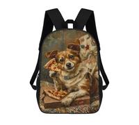 sinyumoney Dog Eating Pizza on Couch Mochila Escolar Impresa En 3D 17inch Mochila Escolar Infantil Mochilas De Viaje Mochila Informal De Moda Para Niños Y Estudiantes