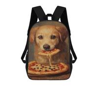 sinyumoney Dog Eating Pizza Painting Mochila Escolar Infantil De 17 Pulgadas, Impresa En 3D, Estilo Casual, Para Niños, Ideal Para Viajes, Como Mochila Escolar O Para Llevar Libros.