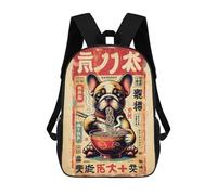 sinyumoney Dog Eating Ramen Japanese Poster Style Mochila Escolar Para Niños, Mochila Escolar De Gran Capacidad Para Niños, Mochila Escolar 3D, Regalos Para Niños 17inch