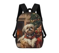 sinyumoney Dog in Christmas Sweater Shih Tzu Dog Christmas Art Mochila Escolar Mochilas Escolares Para Niñas Y Niños Mochila Con Bolsillo Mochila Escolar De Moda Para Niños 17inch
