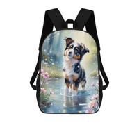 sinyumoney Dog in Flowered Stream Mochila Escolar Infantil Impresa En 3D Para Niños, Mochila De Viaje De Alta Capacidad, Mochilas Para Libros De 17 Pulgadas Para Niños