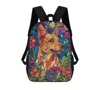 sinyumoney Dog in Flowers Stained Glass Mochila Escolar De Moda Para Estudiantes, Adecuada Para Niños Y Niñas, Mochila Informal Para Viajes Al Aire Libre, Esencial Para El Día A Día 17inch
